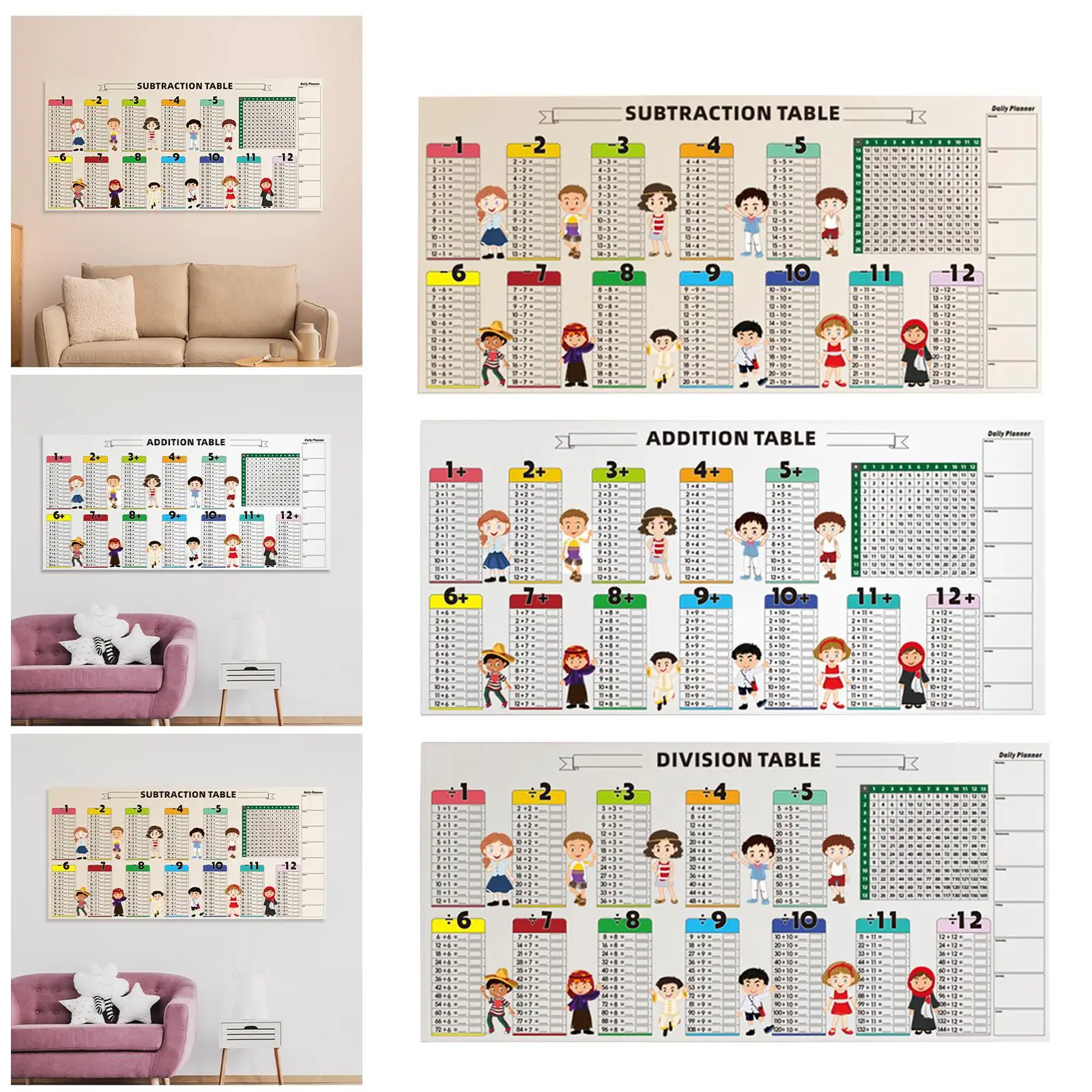 

Math Learning Tool Mathematics Table Number Games Wall Decor Practice Board