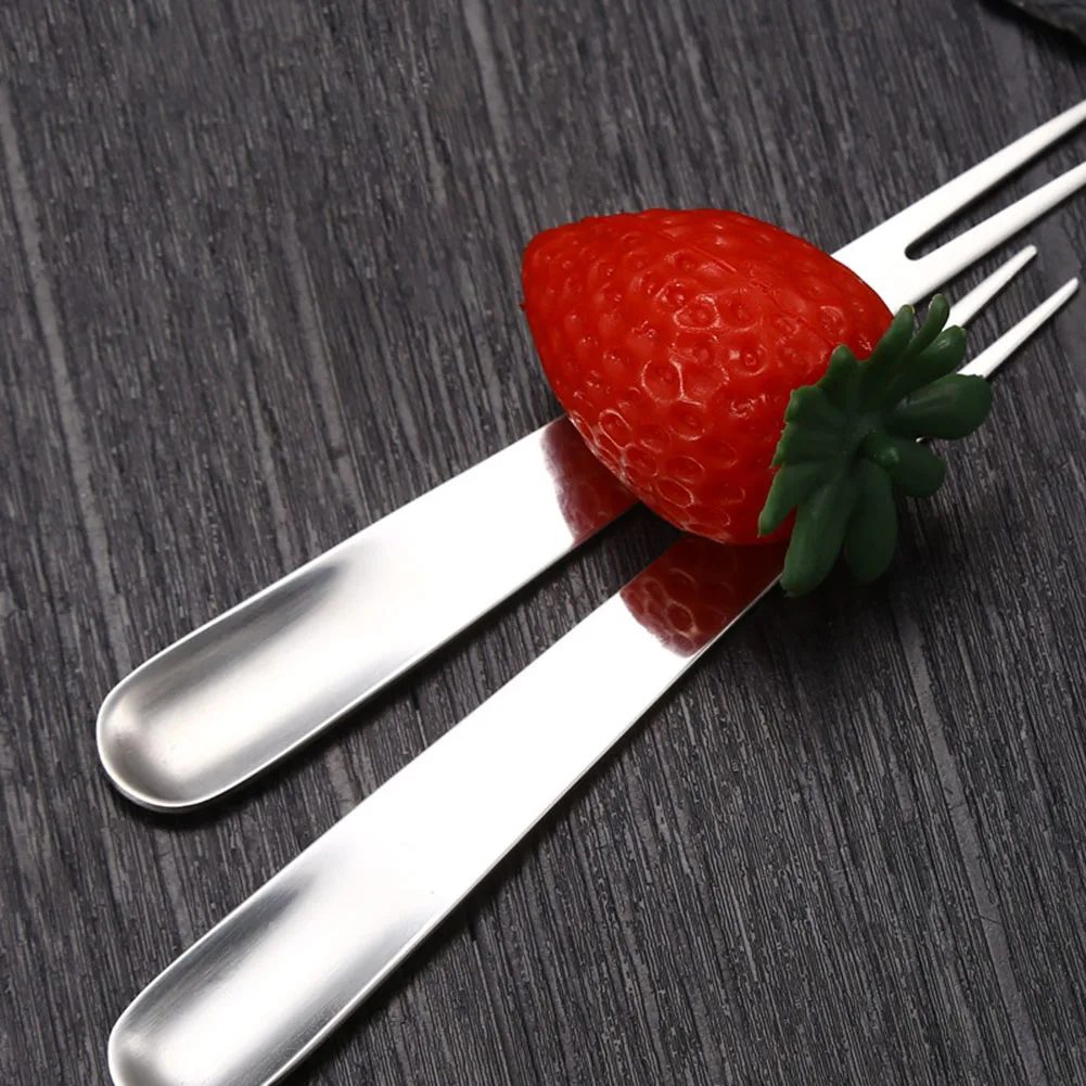 2-in-1 Stainless Steel Fruit Cake Fork Multifunction Creative Fork And Spoon Rust-resistant Ice Cream Salad Spoon Fruit Fork