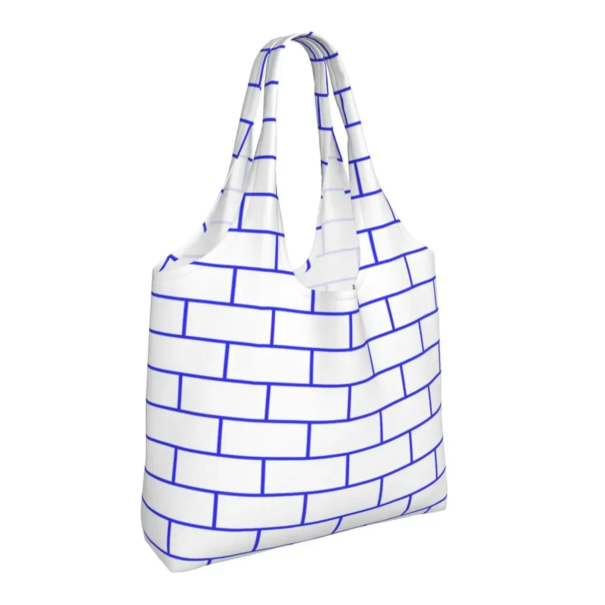 Brick House Horizontal Blue Grocery Tote Shopping Bag Street Mmural Art Eldridge Canvas Shopper Shoulder Bag Capacity Handbag