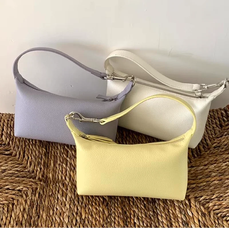 

Soft Leather Brand Simple Tote Bag Fashion Lychee Pattern Silver Lock Design Shoulder Bag Luxury Solid Color Korean Pink Handbag