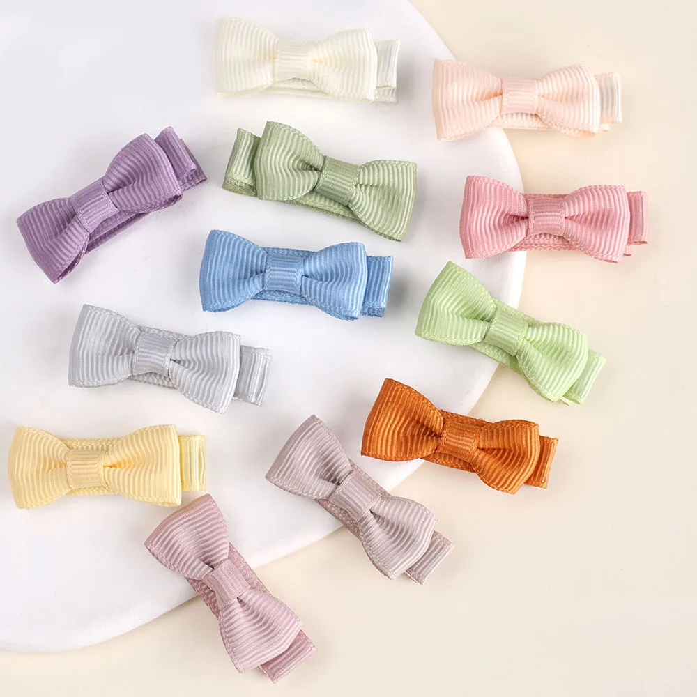 24pc Girls Macaron Color Bow Hair Clips Fully Lined Full Coverage Clips Girls Bow Hair Clips Kids Baby Hair Accessories Headwear