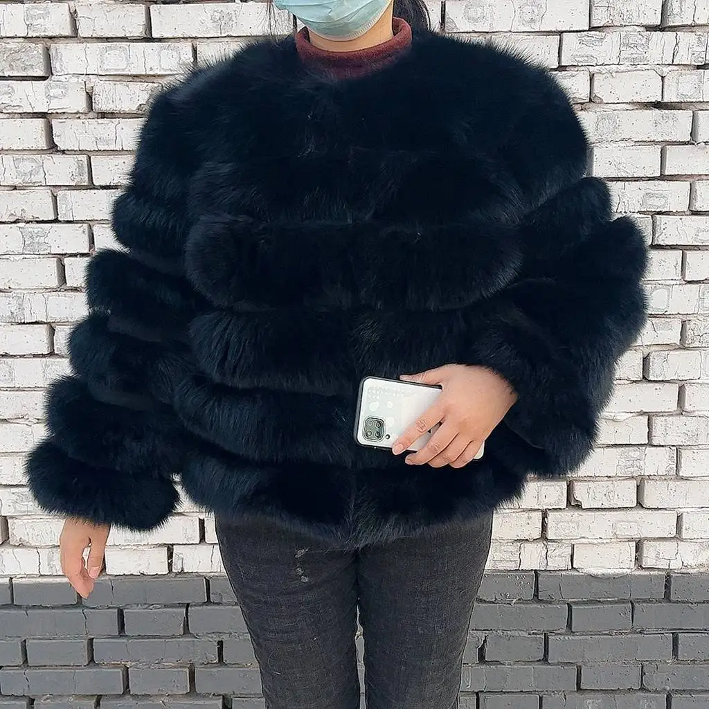 QIUNUOXI 100% Natural Fur Jacket Real Fur Coat Winter Jacket Women Natural Fox Fur Luxury Fashion 50cm Short Jacket Wholesale