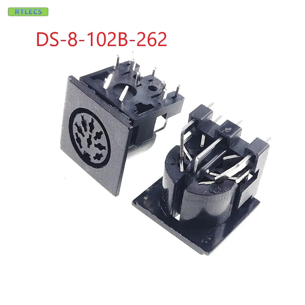 100 Pcs Din Connector 2 3 4 5 6 7 8 13 Position Receptacle Circular Female Right Angle PCB Solder Sockets Tin Power Contact