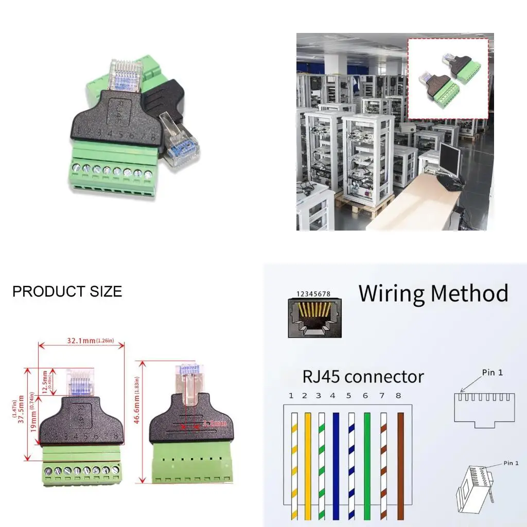 

M5TD Solderless RJ45 to 8Pin Screw Terminals Adapters Easy Installation with Screwdriver Shielded for Ethernet Cable on Devices