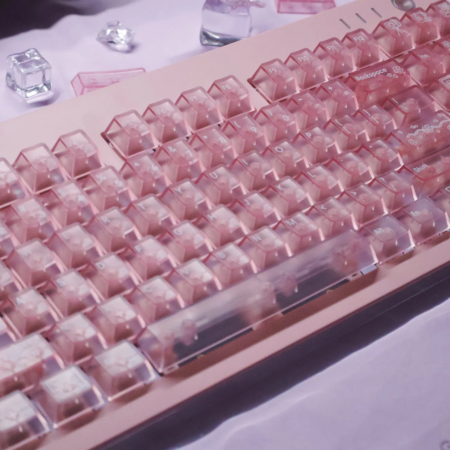 Powder-through keycap 144-key girl powder ABS fog-through material Original factory Highly applicable mechanical keyboard