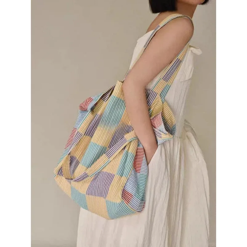 Large Capacity Canvas Bag Casual Fresh Shoulder Messenger Bags Summer Vacation Style Dopamine