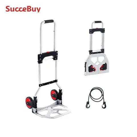 SucceBuy 176 lbs Folding Hand Truck Dolly Aluminum Stair Climbing Cart with Telescoping Handle Luggage Trolley for Home Shopping