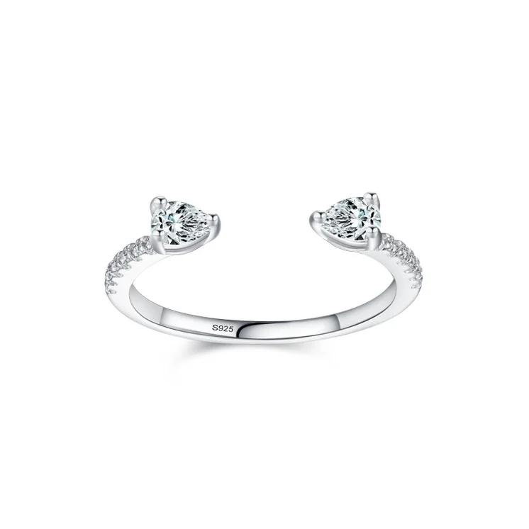 

Европейско-американское роскошное женское серебряное открытое кольцо S925 с каплевидным бриллиантом