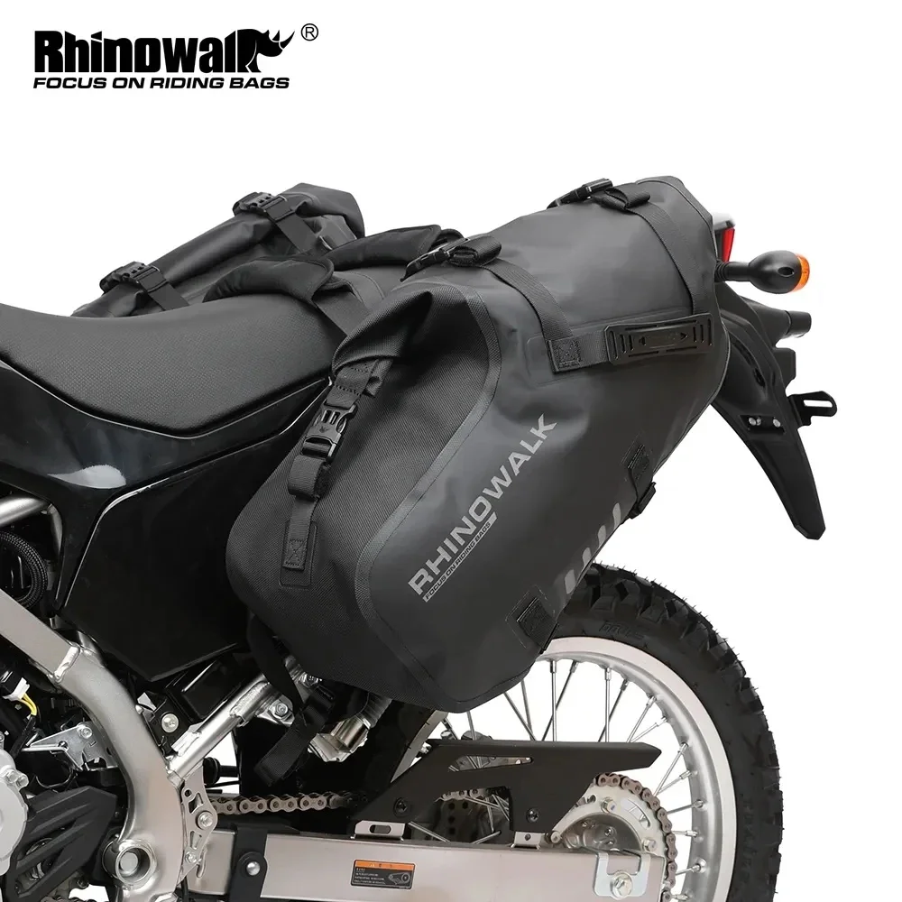 2 sztuk/zestaw Rhinowalk torby boczne na siodełko motocyklowe 18L/28L/48L wodoodporny bagaż Moter przechowywanie torba na tylne siedzenie o dużej pojemności M/L/XL