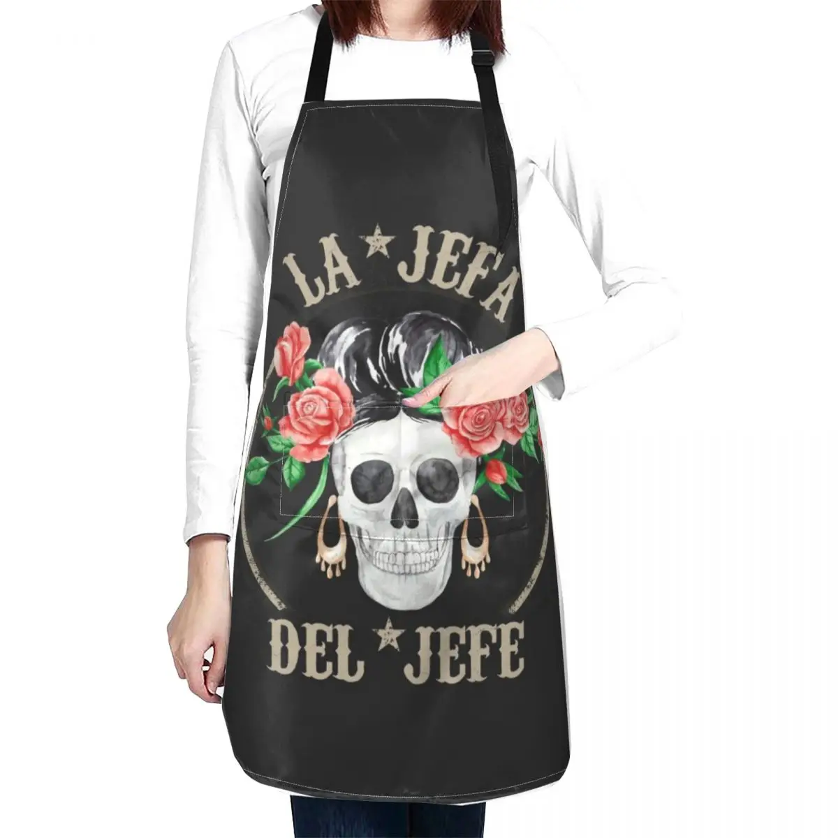 la jefa del jefe, THEY CALL ME EL JEFE, Sugar Skull Day of the Dead Apron For Woman useful gadgets for home Apron