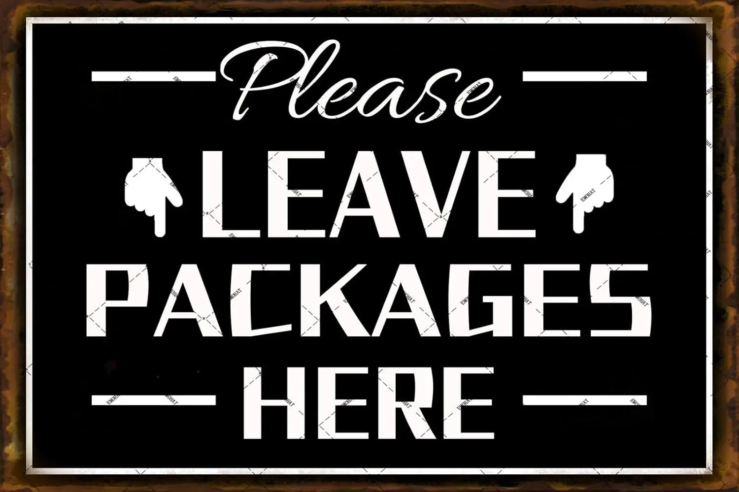 EMOHAT Warning Sign Please Leave Packages Here Metal Tin Signs Poster Wall Decor Wall Art Plaque for Home House Yard 12x8 Inches