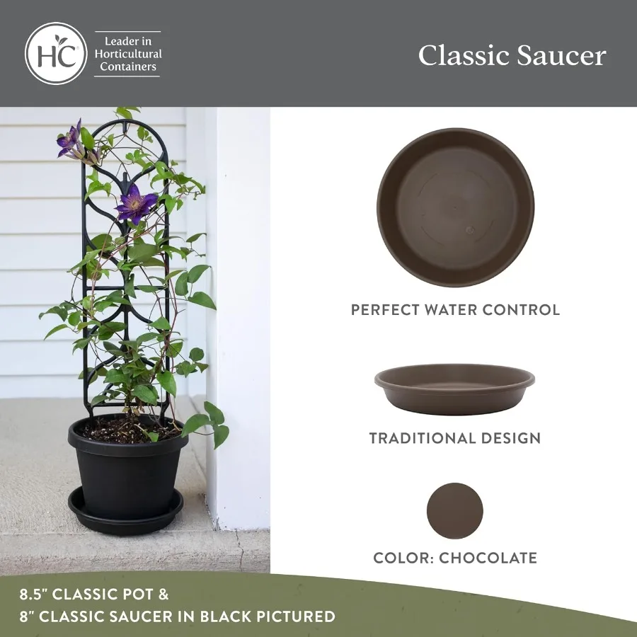 The HC Companies Flower Pot Saucers - Plastic Plant Saucer for Outdoors and Indoors - Traditional Design Plant Pot Trays for Wa