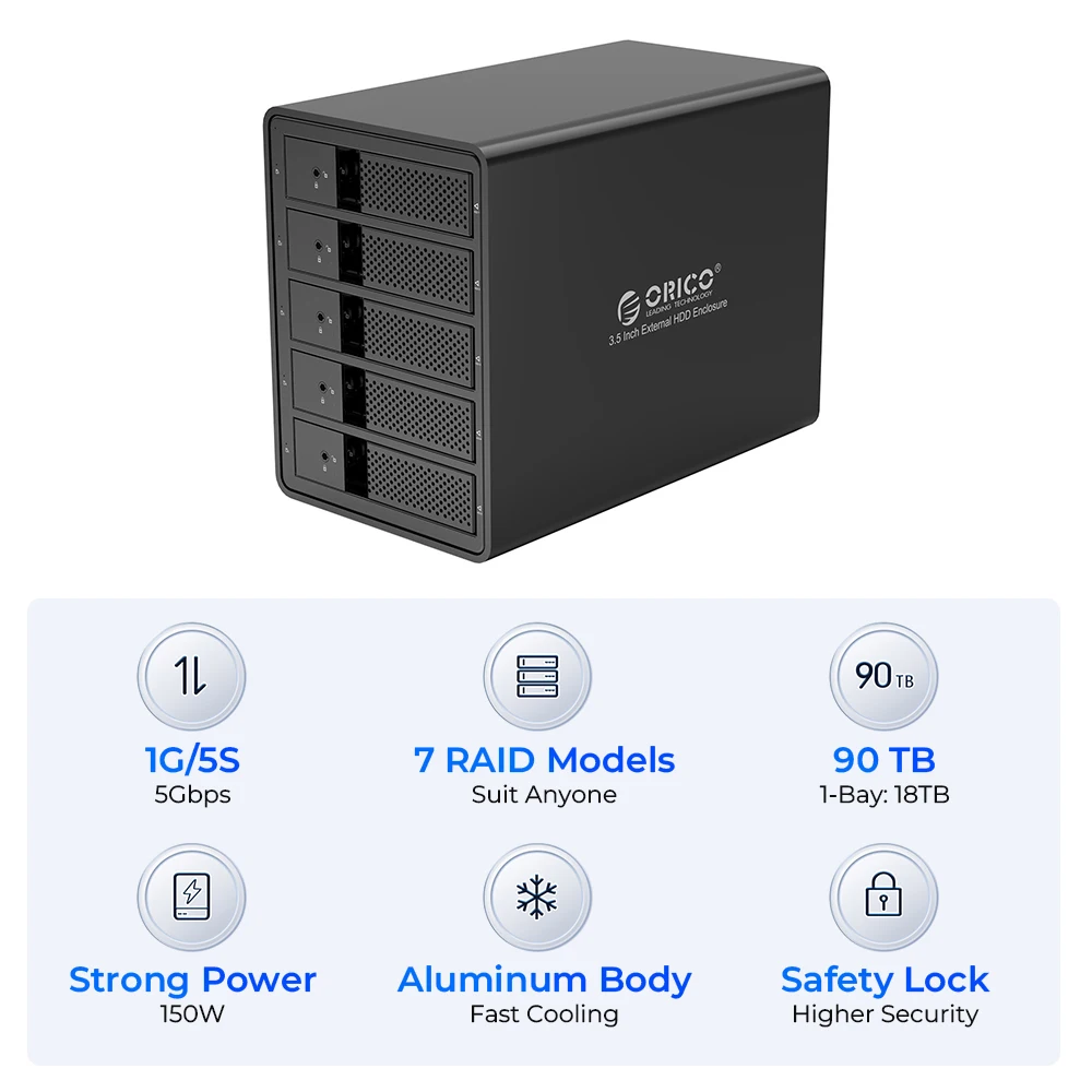 Imagem -02 - Orico-estação de Ancoragem tipo b 95 Usb3.0 Gbps 2.5 3.5 90 tb Max tb Bay Bay Ferramenta para Gabinete Hdd Caixa de Alumínio