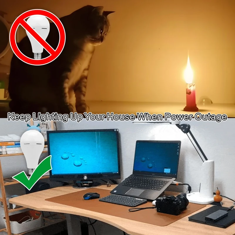7W 9W 12W 15W E27 Led Oplaadbare Gloeilamp 1200Mah 85-265V Noodlamp Voor Thuis Stroomuitval Camping Veranda Tuinlamp