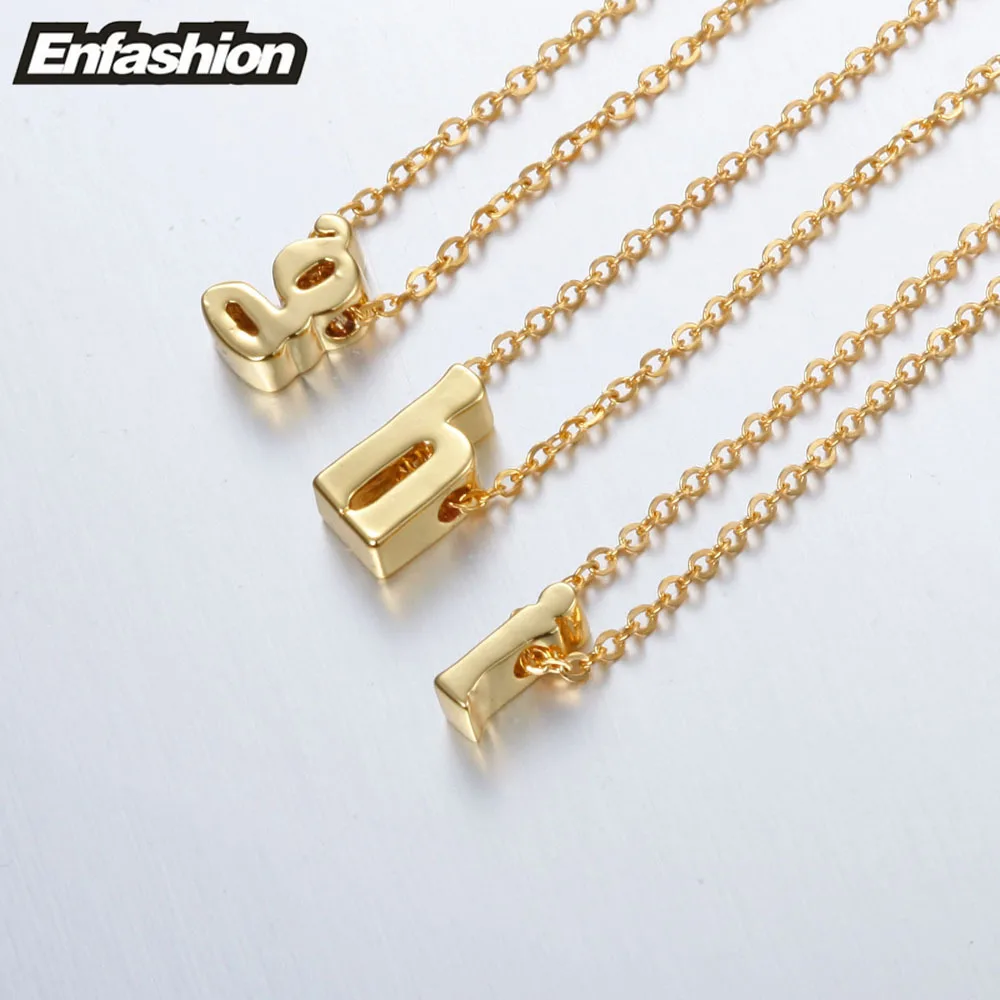 Enfashion Small Letter Necklaces Pendants Alphabet Initial Necklace Gold Color Choker Necklace For Women Jewelry Kolye Collier