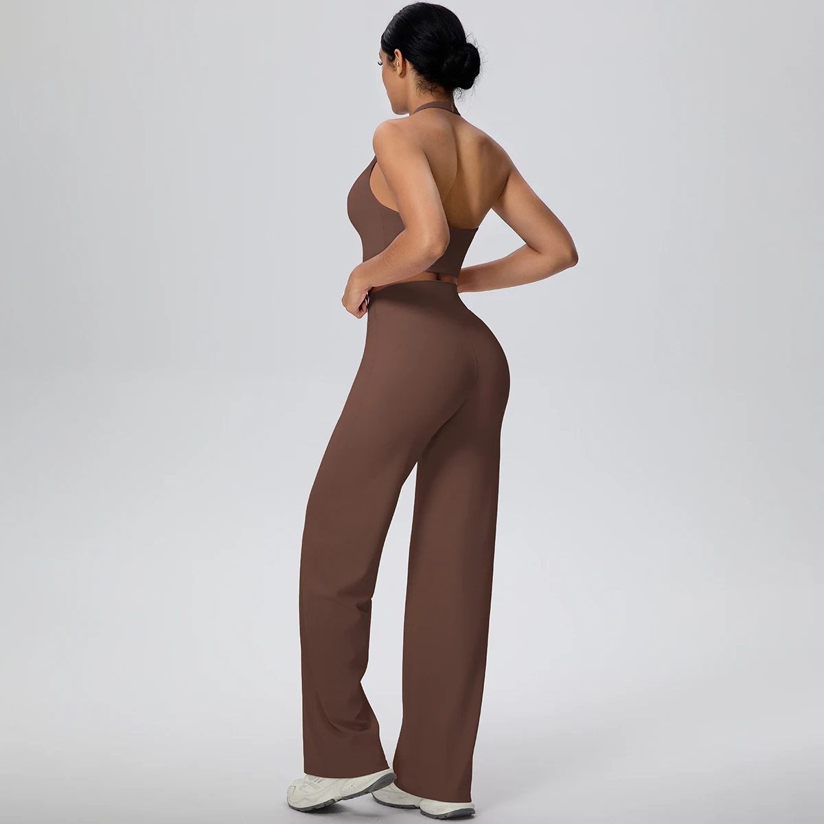 2-teiliges Damen Yoga-Set: Rückenfreier Neckholder-BH und Hose – Sommerliches, atmungsaktives Sport- und Lauf-Workout-Top – Top-Seller – Detail 10