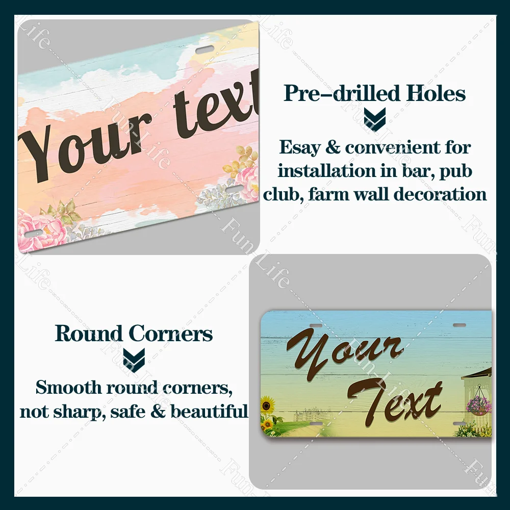 Your Text Custom Plate Plaque Home Poster Vintage Retro Metal Tin Signs for Bar Garage Wall Decor 15x30cm