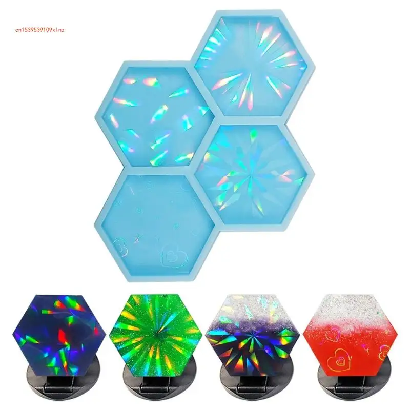 Hexagon Phone Grip Socket Resin Mold Holographic-On Top Phone Grip Mold