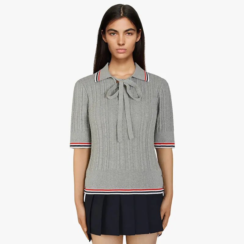 Ladies Summer New Style Knot  Polka Dot Casual Versatile Four Bar Pleated Short Skirt Straight Tube Thickened Cotton...