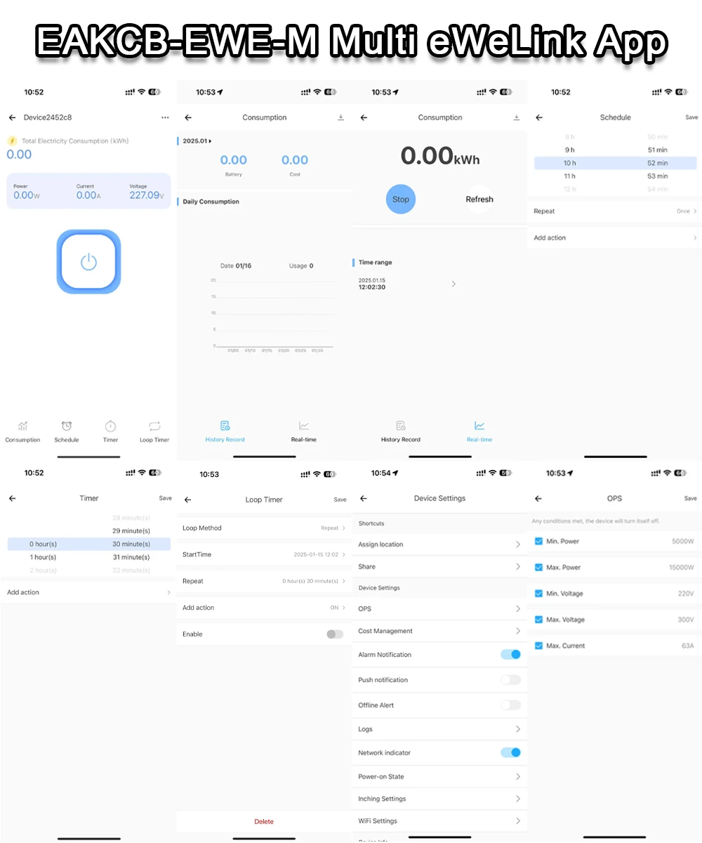 EARU Tuya EWeLink App Smart WiFi MCB Schutzschalter Strom Spannung kWh Energiemesser Schutzschalter Zeitrelais Fernbedienung – Detail 17