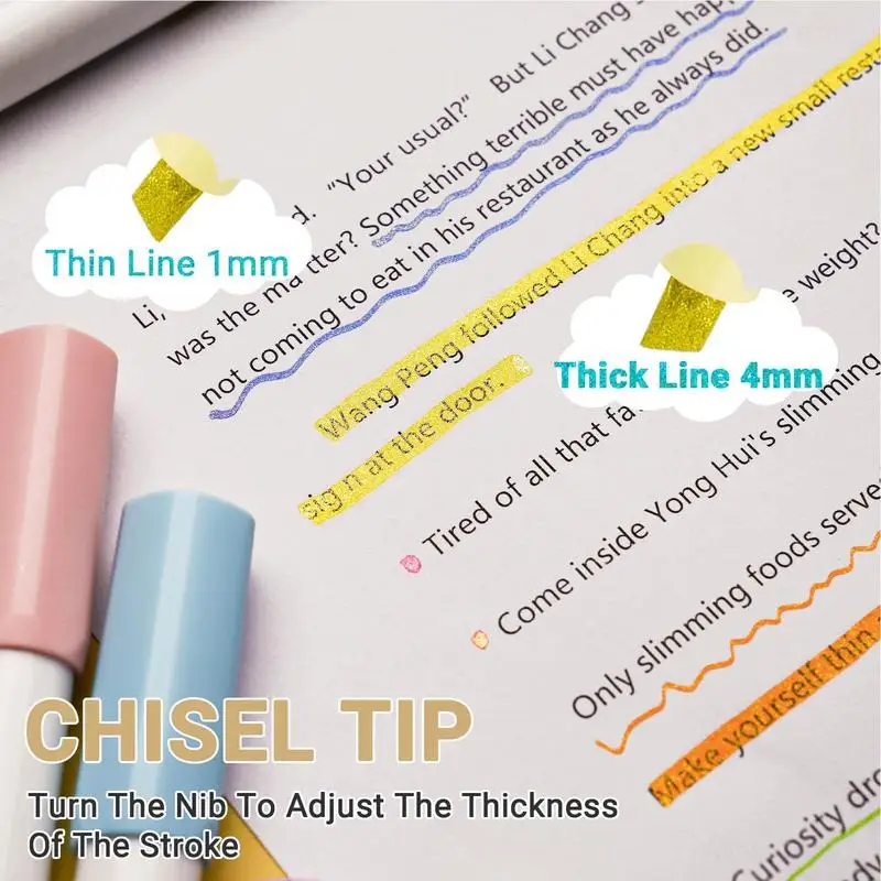 ปากกาเน้นข้อความแวววาวปากกาเน้นข้อความอเนกประสงค์ปากกามาร์กเกอร์ปลอดภัยไร้กลิ่นน่ารักสำหรับวาดรูปบันทึกปฏิทินบันทึก