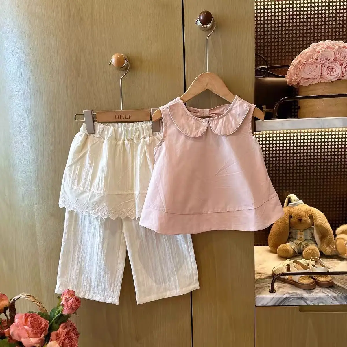 Fresh and Sweet Girl Summer Doll Shirt Wide Leg Pants Set Stylish Cute and Gentle Two Piece Set 2026 New