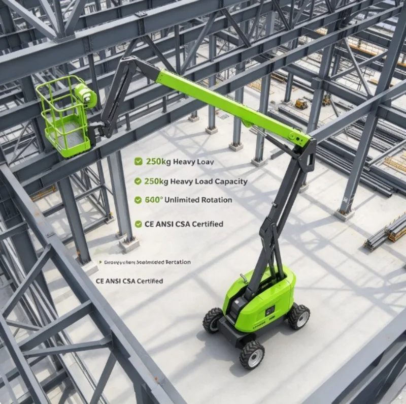 Articulating Boom Lift New Hydraulic Cherry Picker 16m Lifting Height 1830x760mm Work Table For Sign Installation