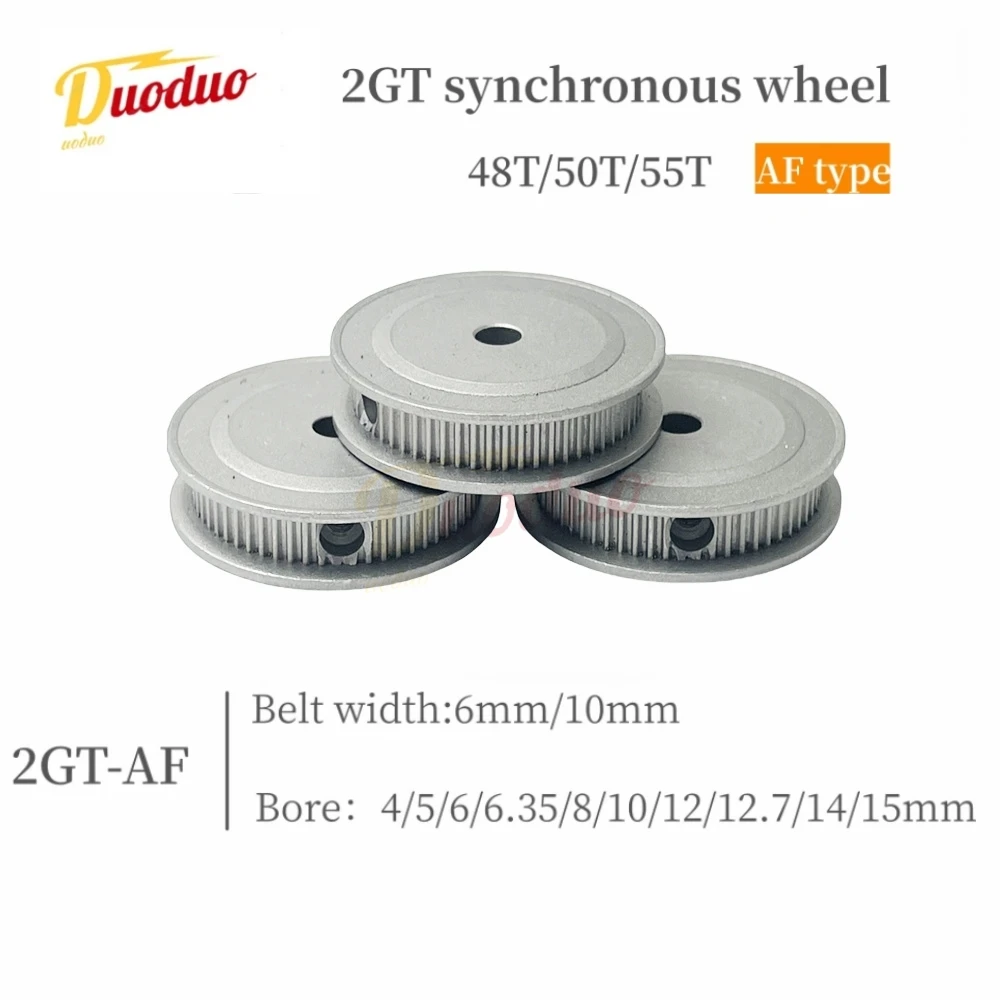 

2GT AF type Timing Belt 3D Printing GT2/2GT 48/50/55T Timing Belt Pulley Aperture 4/5/6/6.35/8/10/12/12.7~15mm Belt Width 6/10mm