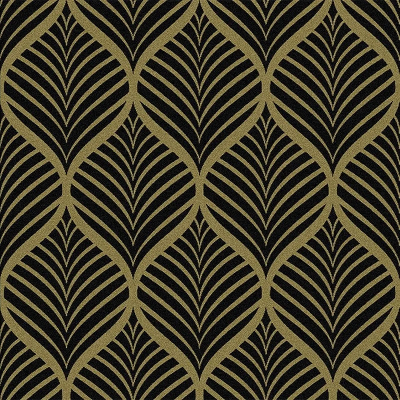 KALYNN Black Gold Art Deco Self Adhesive Wallpaper Geometric Pattern Removable PVC Wall Decal for Living Room Bedroom Decor 44cm