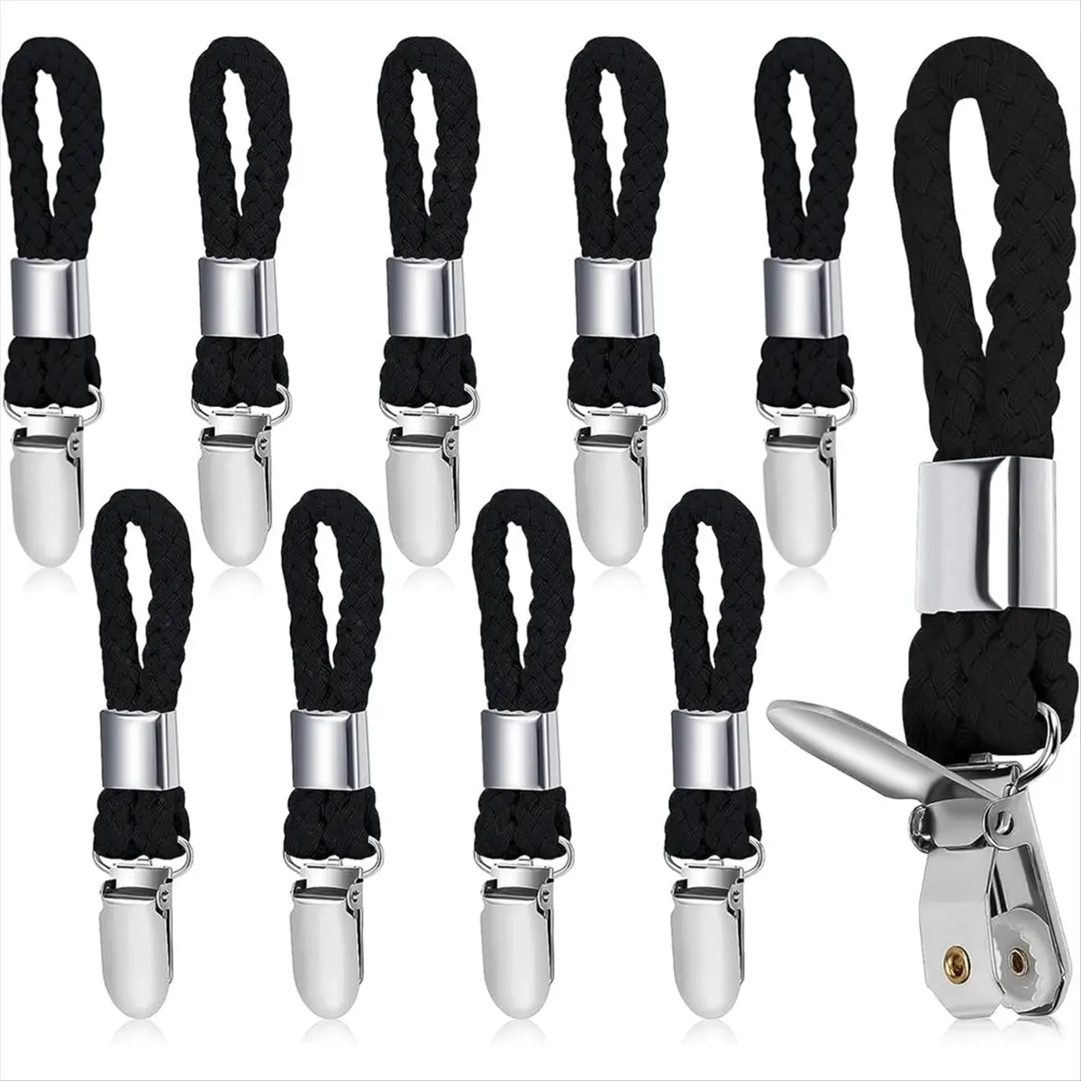 Budget-Friendly-10pcs Hangers for Towels, Hook Towel Clips, Towel Hanger Without Sewing Towel Clips for Houses Cabinets and Bath