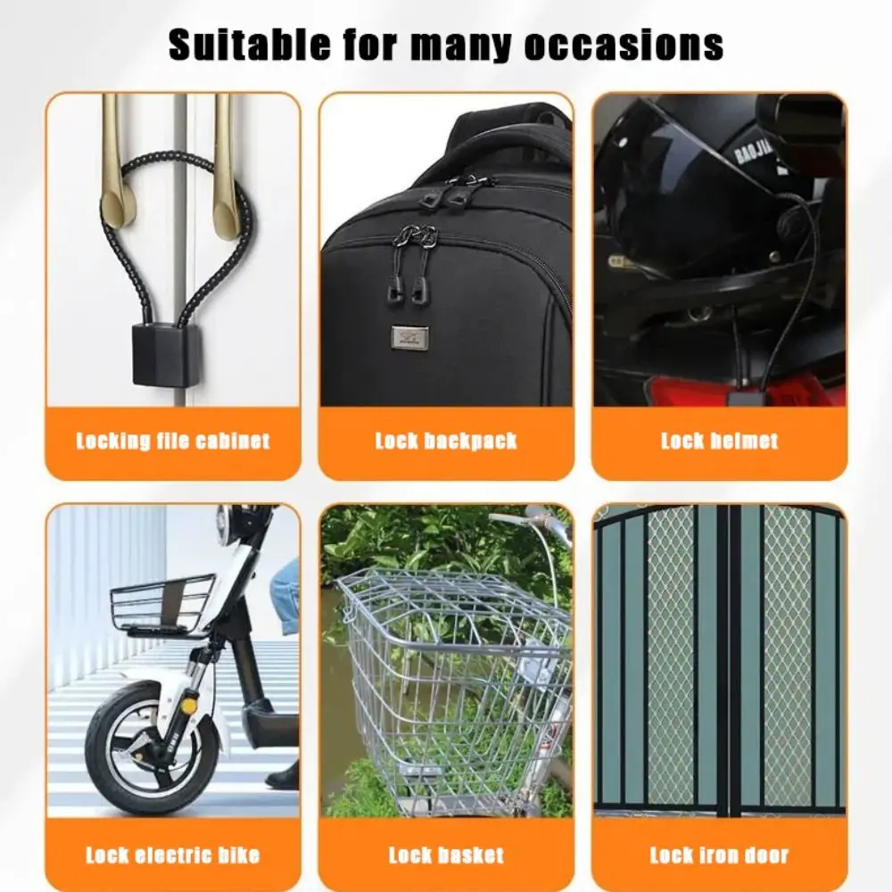 Portable Multifunctional Cable Lock Flexible Equipped with Keys Padlock Rust-proof Soft Suitcase Lock Backpack