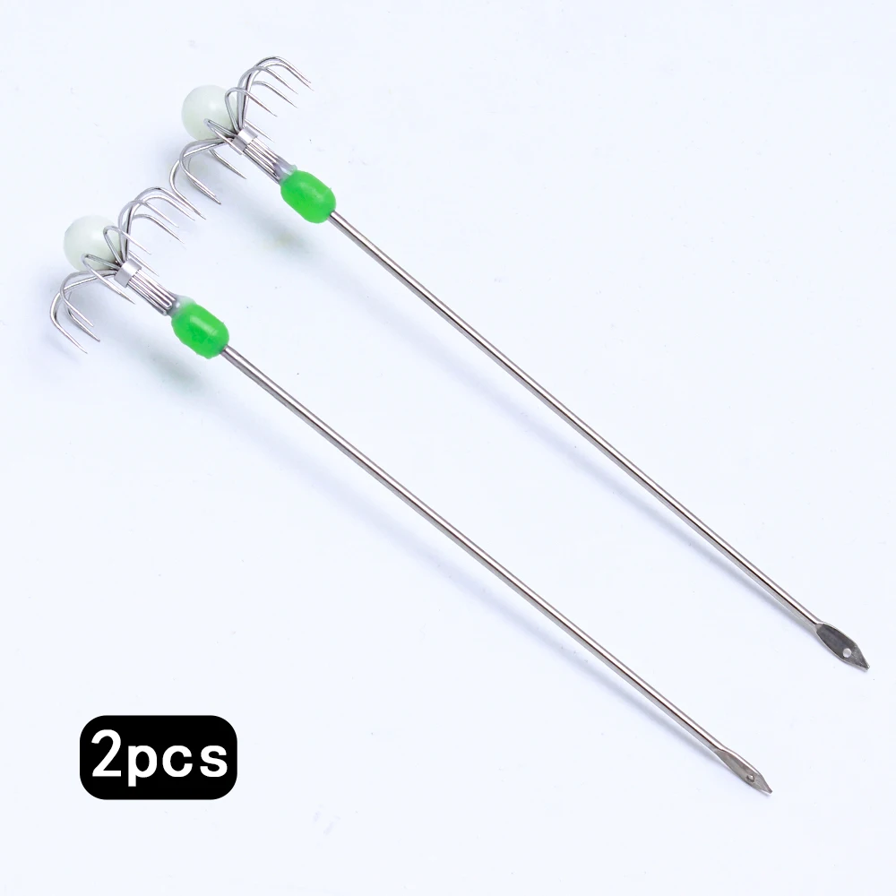 2 Stück/Set Tintenfischhaken mit langem Griff und doppelter Schicht, Blumenhaken, rechtwinkliger Haken, Tintenfisch-Jighaken, Meeresangelhaken – Detail 9