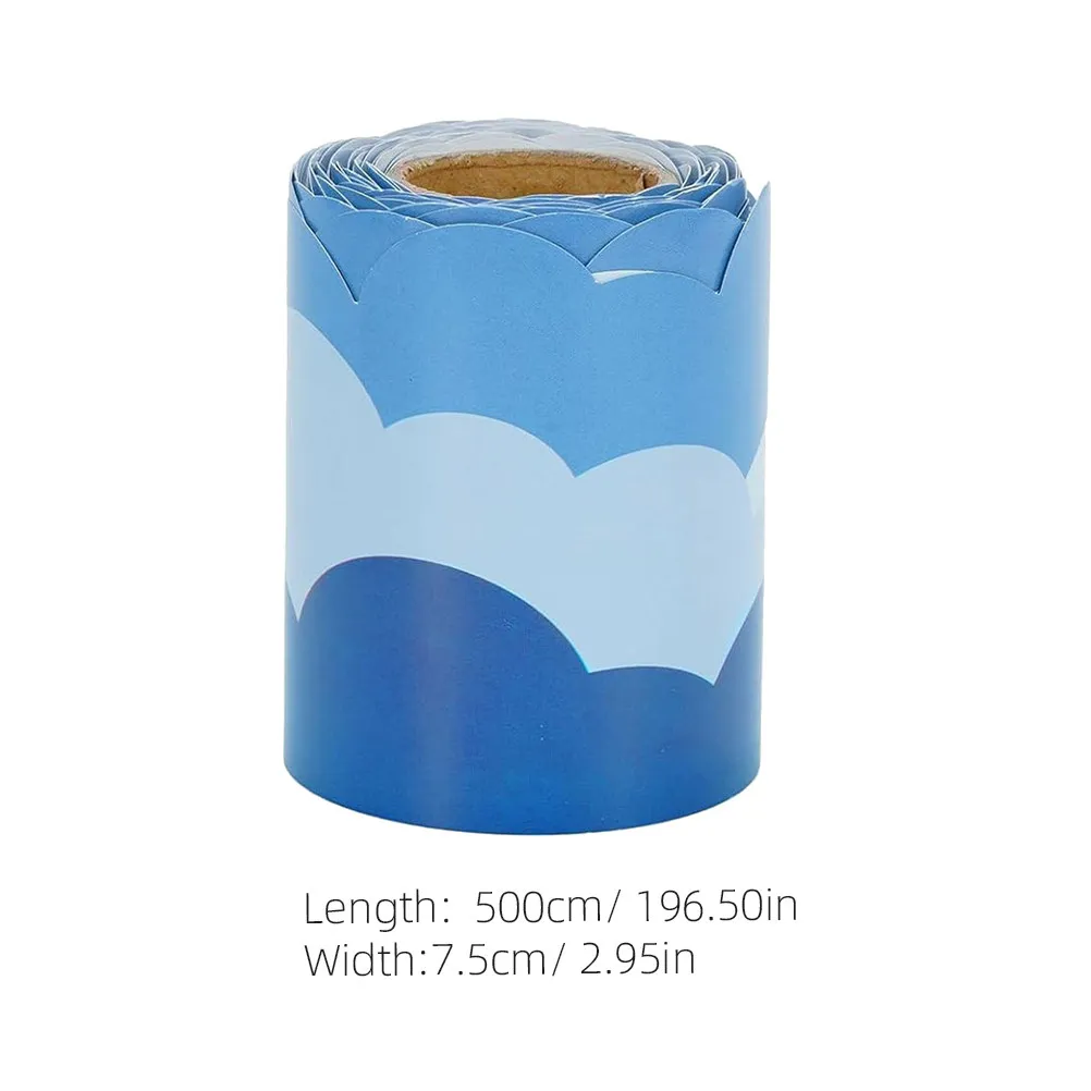 Cloud Bulletin Board Border Sticker Roll for Classroom Decor Wall Blackboard Bulletin Boarder DIY Adjustable Thickness Aesthetic