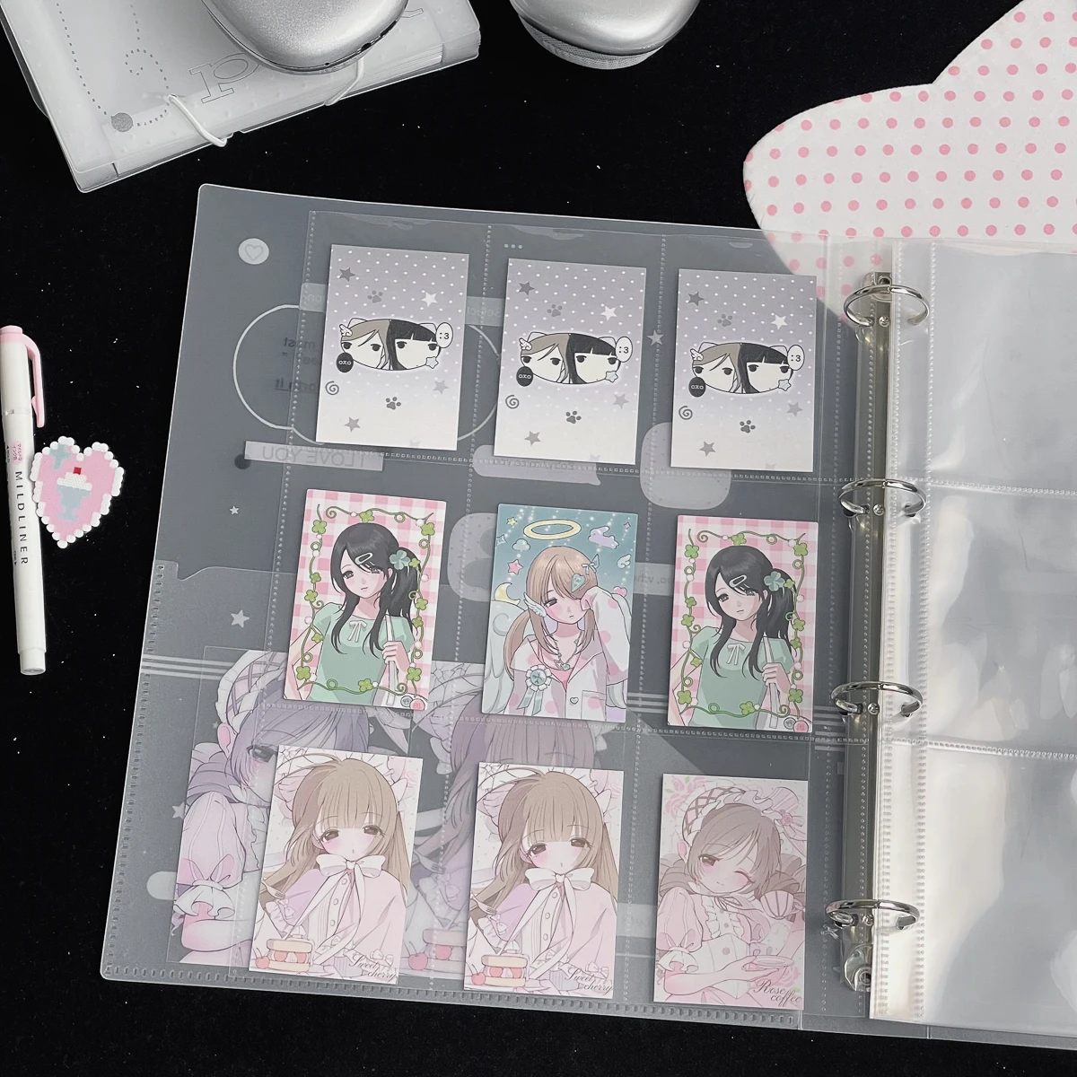 WAKAWAKA A4 Frosted PP 4 Ring Photocard Binder Set with 9-Pocket or 1-Pocket Sleeves Optional Divider for Card Album Storage