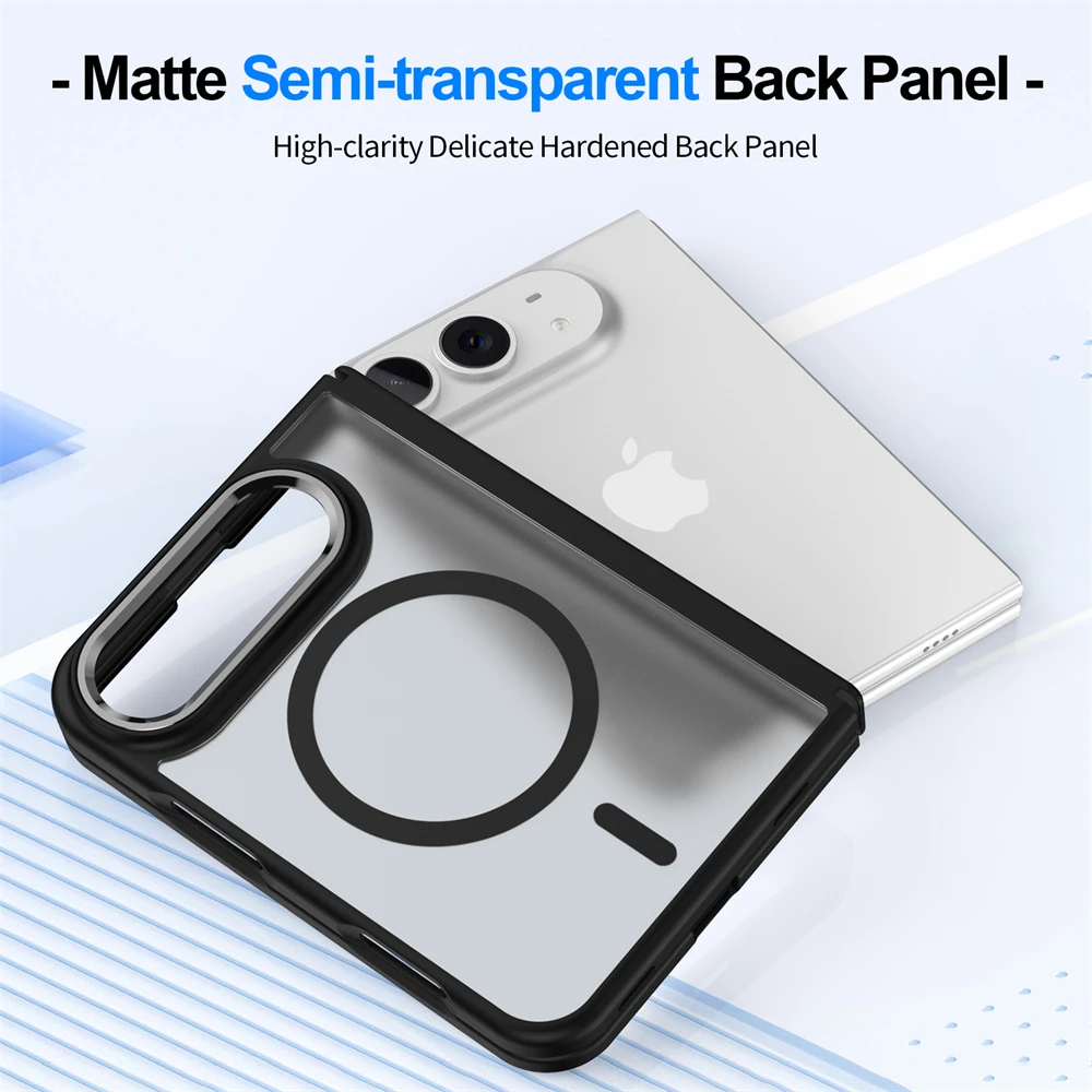 Luxury Matte Magnetic Charge Phone Case For iPhone Duo For Magsafe Skin Feel Translucent Shockproof Fold Cover Funda