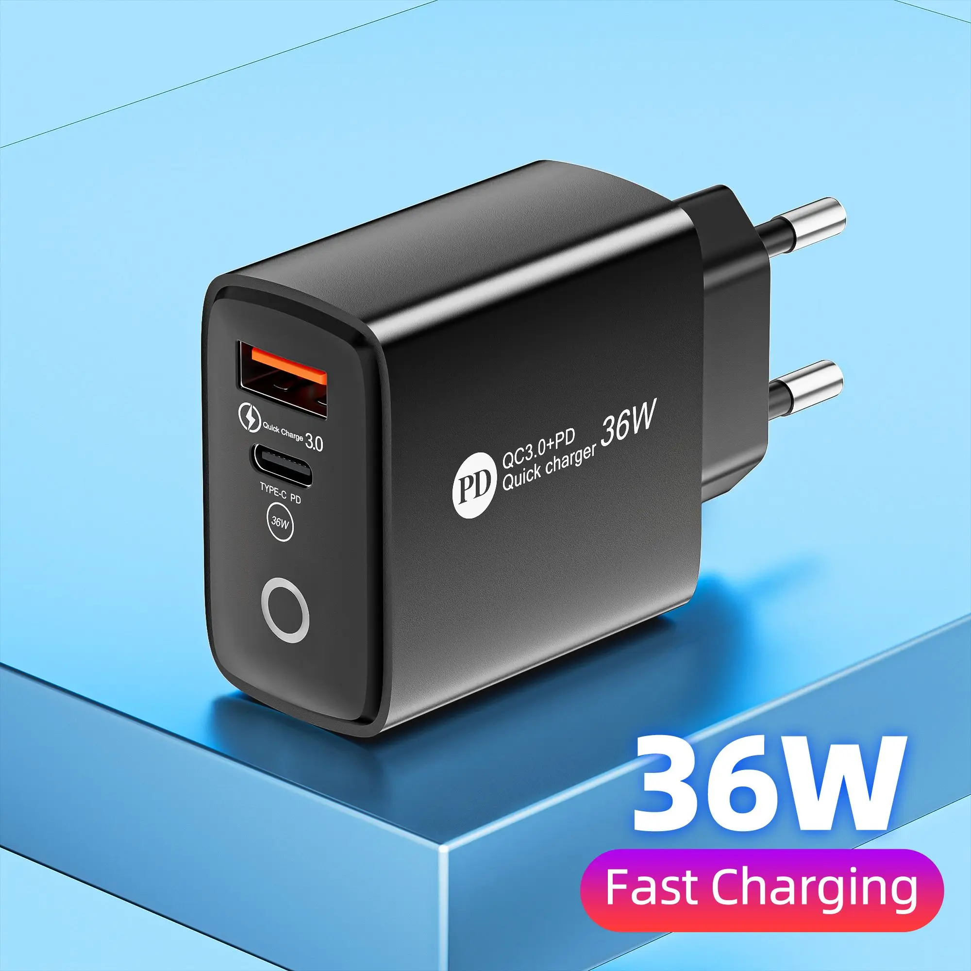 36W USB C PD Fast Charger Wall Mobile Phone Adapter Quick Charge for iPhone Xiaomi Samsung Huawei Desktop Travel EU US Plug