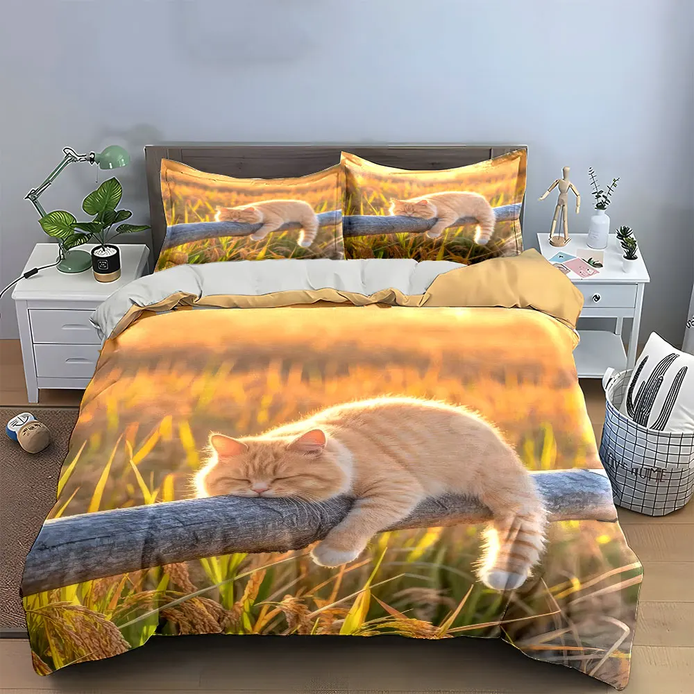 

"Cat Decor Set for Home" Bedding Set with 1 Duvet Cover 2 Pillowcases Single Double King Queen, Gift