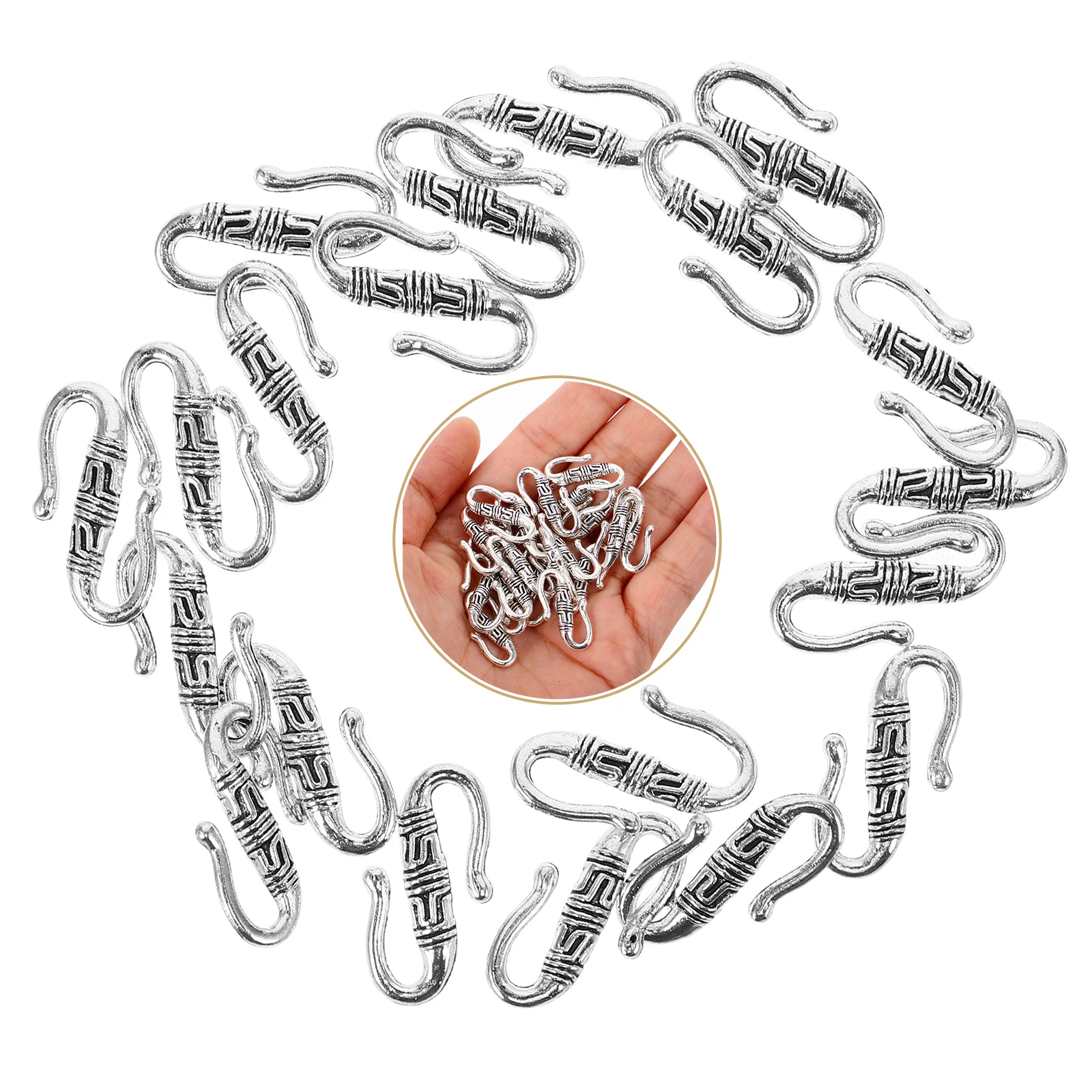 20 Pcs Hook Tibetan Silver Accessories Buckle Jewellery Toggle Clasp Necklace Alloy Jewelry Making Findings