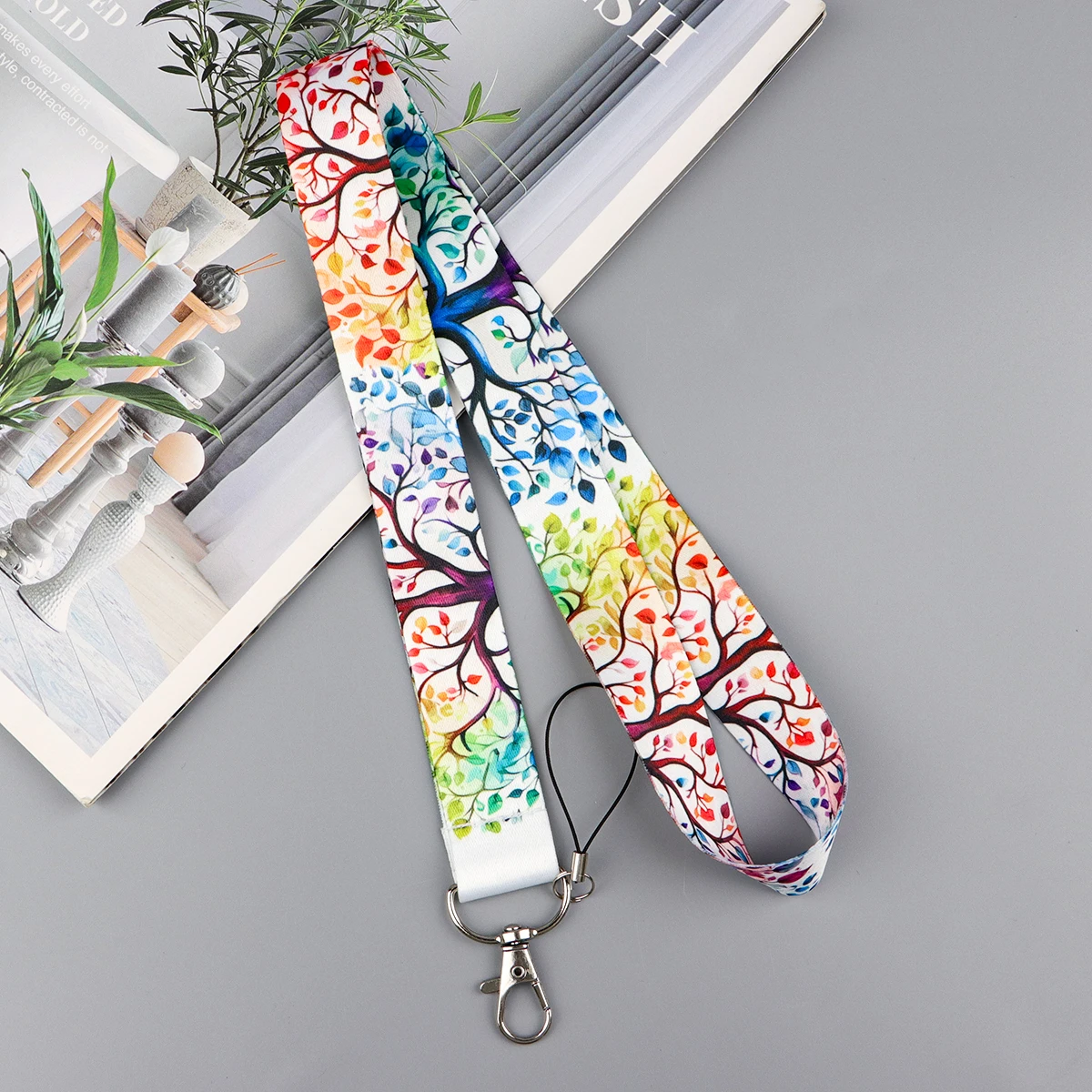 Tree Art Lanyard Keychain Neck Strap for Key ID Card Phone Straps Badge Holder DIY Hanging Rope Phone Accessories
