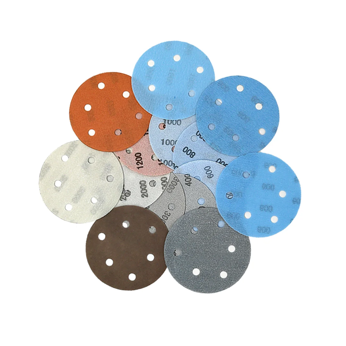 1-30pcs 5 Inch 6 Holes 125MM FV Soft Abrasive Paper Fine Grinding car paint surface polishing 600 800 1000 1200-3000 4000 mesh