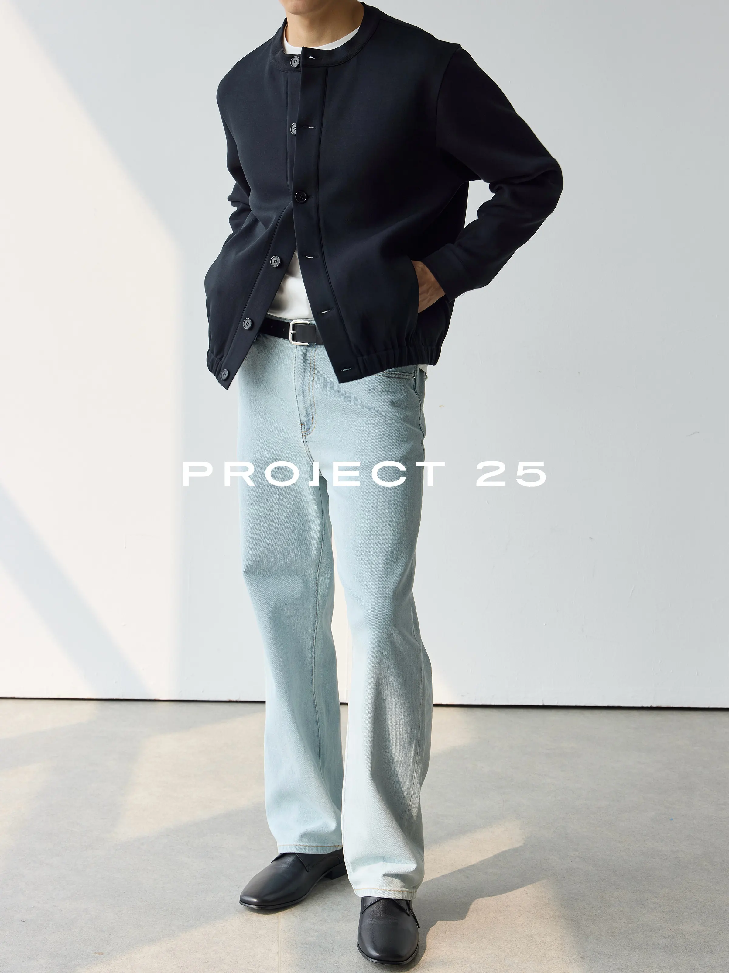 PROJECT 25 Mens 360g Air Layer Sweatshirt Round Neck Button Open Coat Lightweight Stylish All Match Daily Commute Jacket For Men