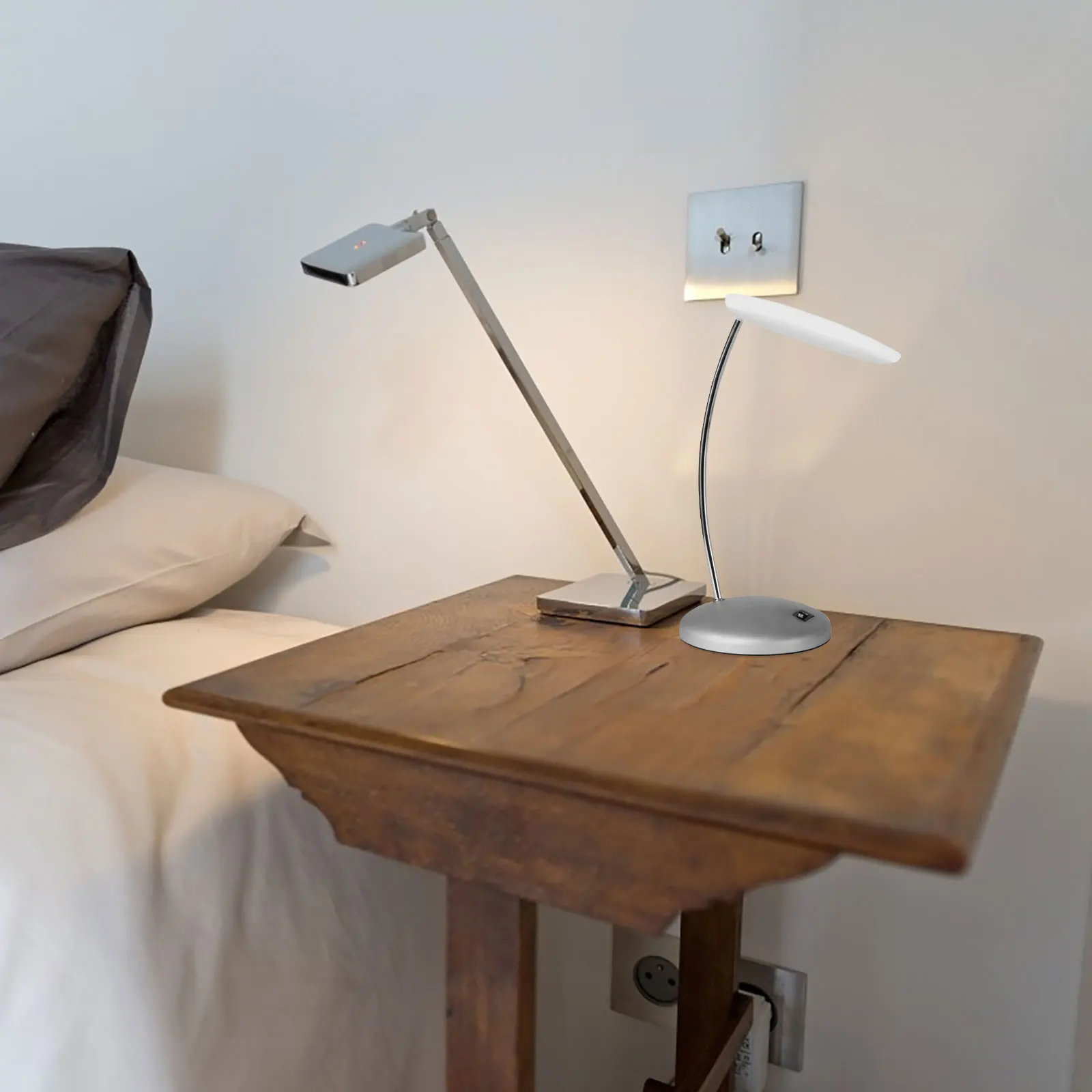 

2 Sets Desk Lamp Shell ABS Plastic Home Reading Eye Protection LED Lamp Housing Parts White Color