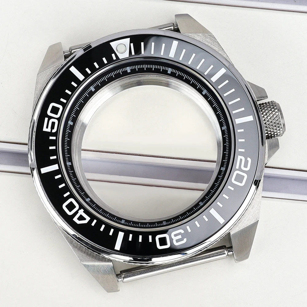 

Серебряный корпус для часов 44 мм с сапфировым стеклом для SKX Samurai Diver, совместимый с механизмами NH35, NH36, 4R35, 4R36, высококачественные детали из нержавеющей стали 316L.