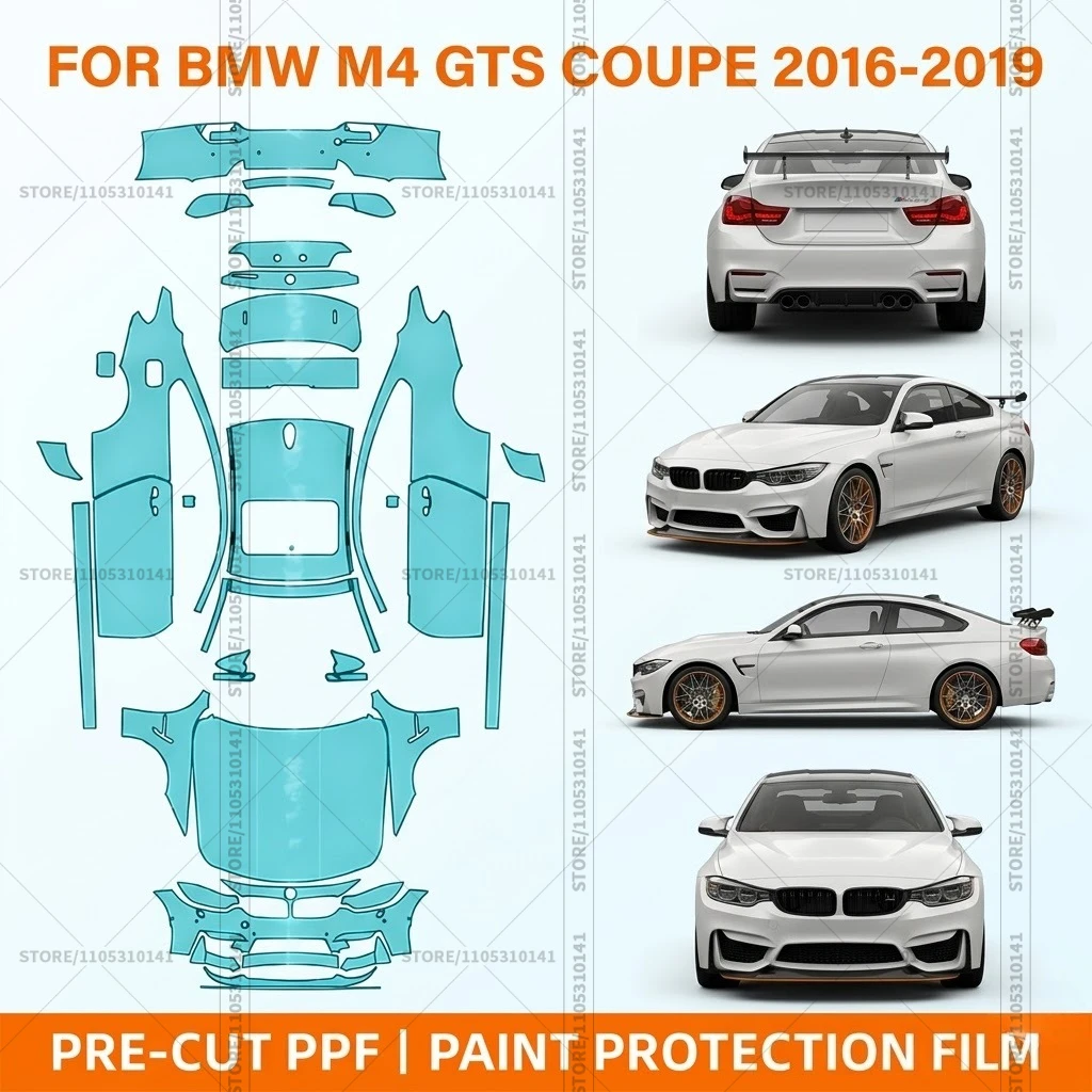 

Pre-Cut Paint Protection Film PPF Transparent Bumper Protector Automotive Clear Bra Car Film For BMW M4 GTS Coupe 2016-2019