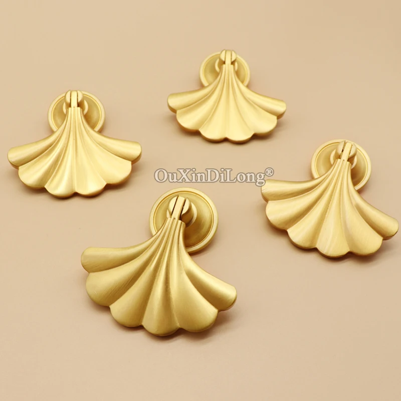 

4PCS Pure Brass Ginkgo Leaf Furniture Pendant Pulls Handles Drawer Pulls Cupboard Wardrobe Kitchen TV Wine Cabinet Pulls Pendant