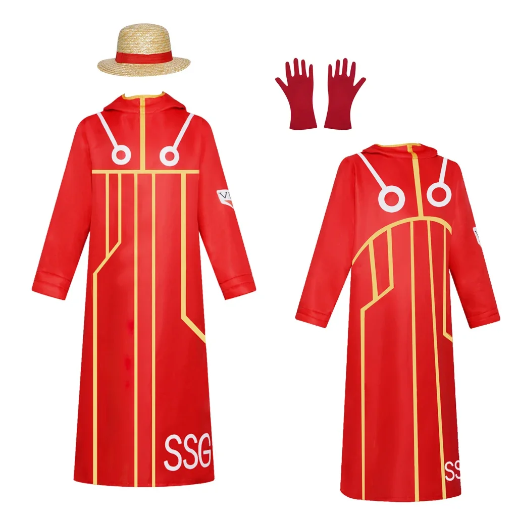 Disfraz de Cosplay de Monkey D. Luffy de Anime Egghead Island, Traje de Luffy 163, Chaqueta, Sombrero, Abrigo, Traje de Halloween