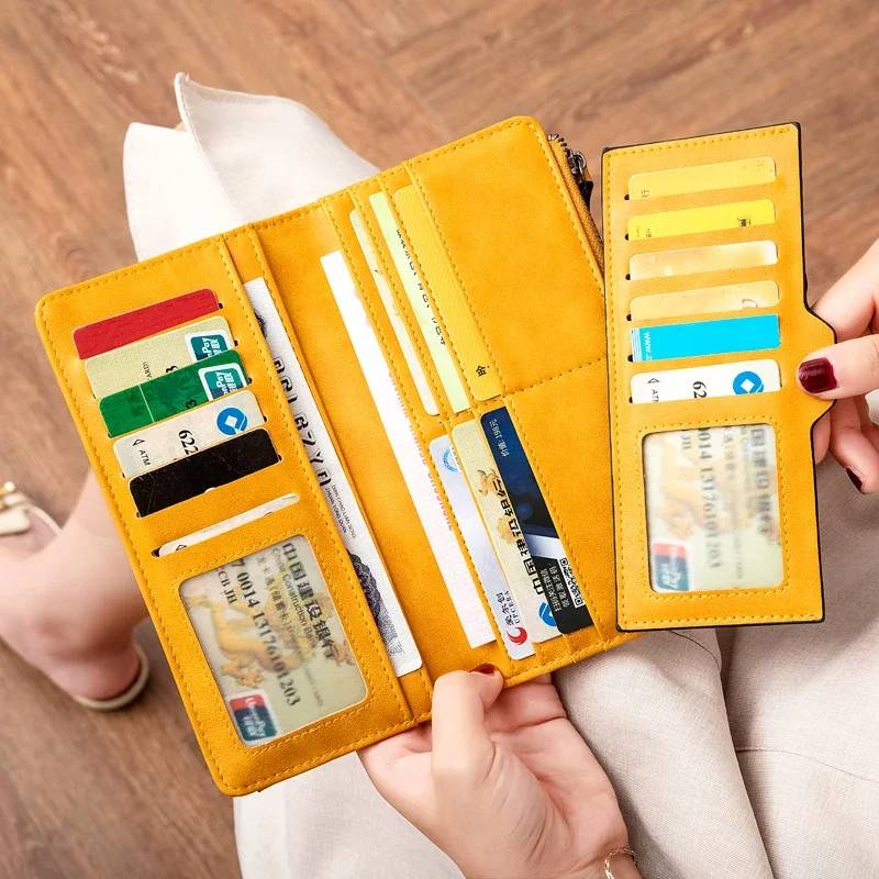 Rfid Multi-Function Vintage Women Long Wallet Credit Card Holder Large Capacity Clutch Bag Zipper Fold Lady Purse Gift