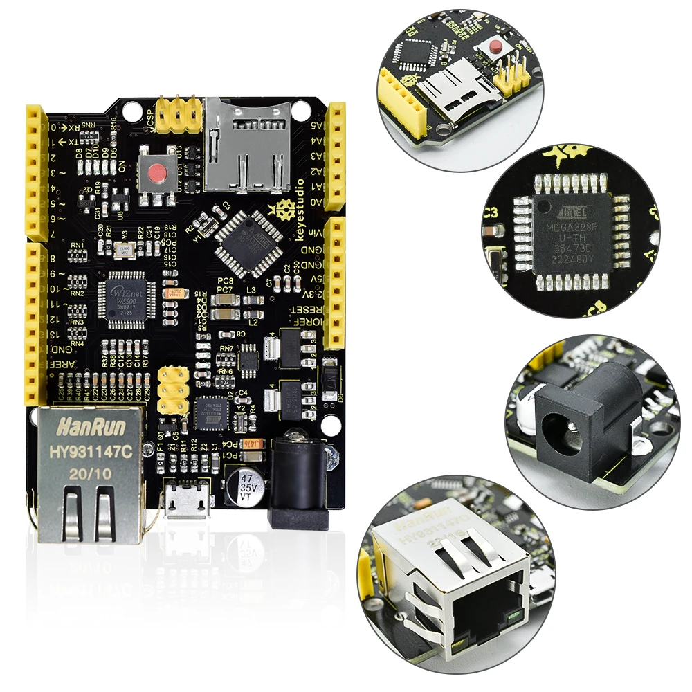 Imagem -02 - Controle Ethernet Placa de Expansão Desenvolvimento Board para Arduino Linha Usb Faça Você Mesmo Kit Eletrônico sem Poe Kidsbits-w5500