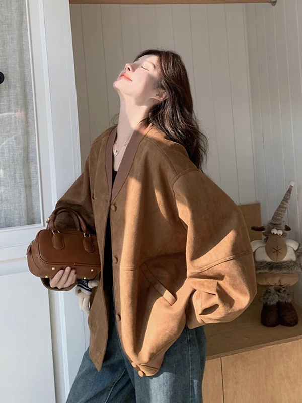 

plus Size 300 Pou Faionable Baseball Jaet Women's Casual Autumn Winter Sle Zipper Closure V-Ne Regular Sve Length