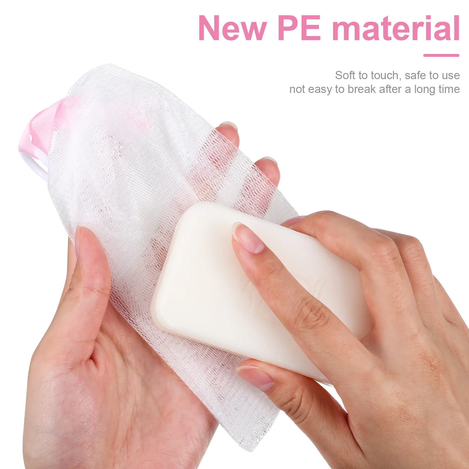 

3 pcs Sturdy Pe Drawstring Soap Shower Supplies Pouches Foaming Soap Saver Bag Storage Holder Shower Supplies